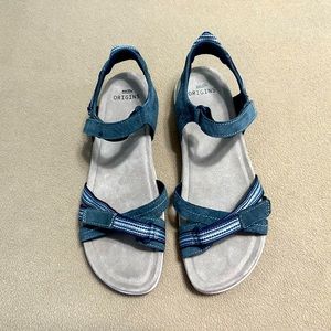 Earth Origins Suede Sport Sandals Savoy Navy Blue Size 10